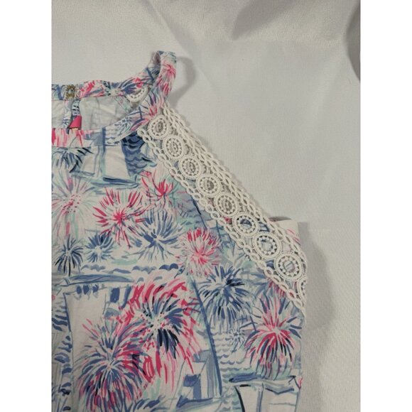 Lilly Pulitzer Lala Romper Crew Blue Tint Sea To Shining Sea Size Small - Picture 9 of 10